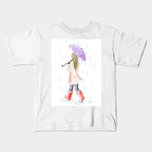 A walk in the rain Kids T-Shirt